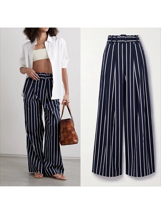 Veronica Beard Pants - New Veronica Beard Pants Sz 8 Maliyah Cotton High Rise Wide Leg Blue NO BELT!